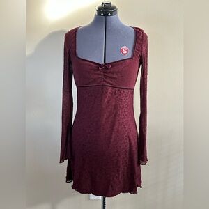 Motel Burgundy Mini Dress - LARGE